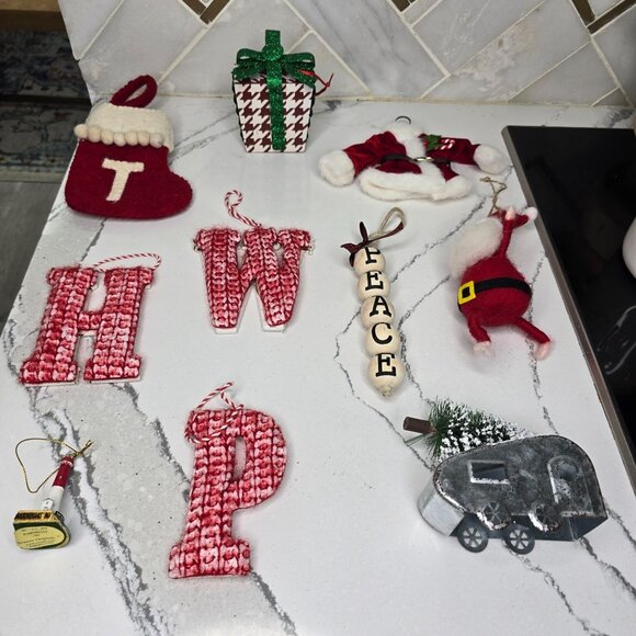 Christmas tree ornament lot santa Sled stocking monograms lighthouse camper - Picture 16 of 16